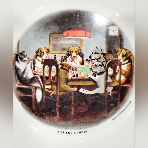 Homer Laughlin Other - A FRIEND IN NEED DOG POKER ASHTRAY